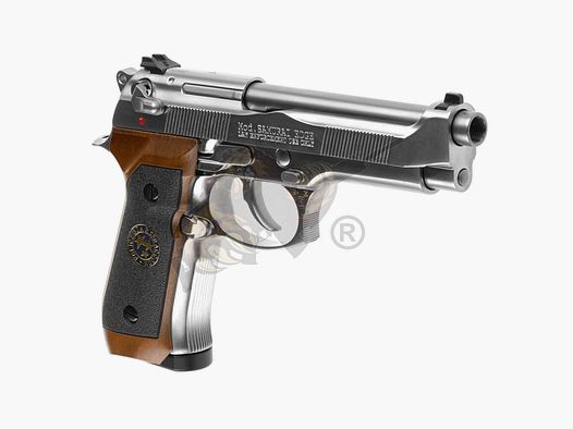 M92 Mod. Samurai Edge GBB CO2 Silver Vollmetall (Silver/Wood) Airsoft -F-