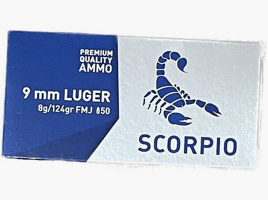 Amunicja pistol.Scorpio kal.9mm Luger; op.50szt.