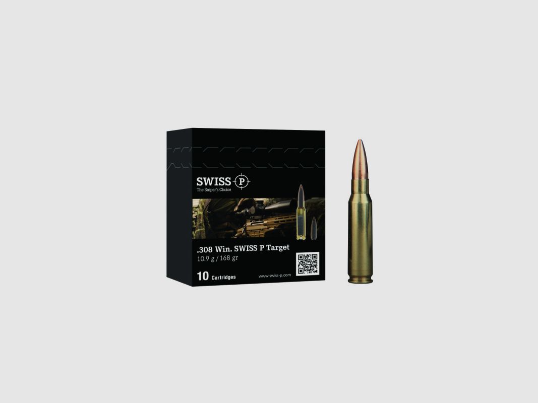 Patrone SWISS P .308WIN 10,9G 168GR LR-1HPBT