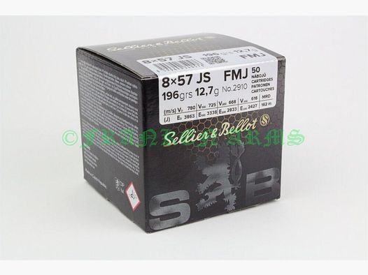 Sellier&Bellot 8x57IS FMJ 196gr. 12,7g 50 Stück Staffelpreise