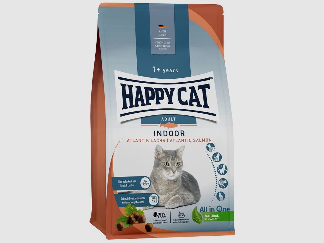 Happy Cat Katzen Trockenfutter Indoor Atlantik Lachs 4 kg
