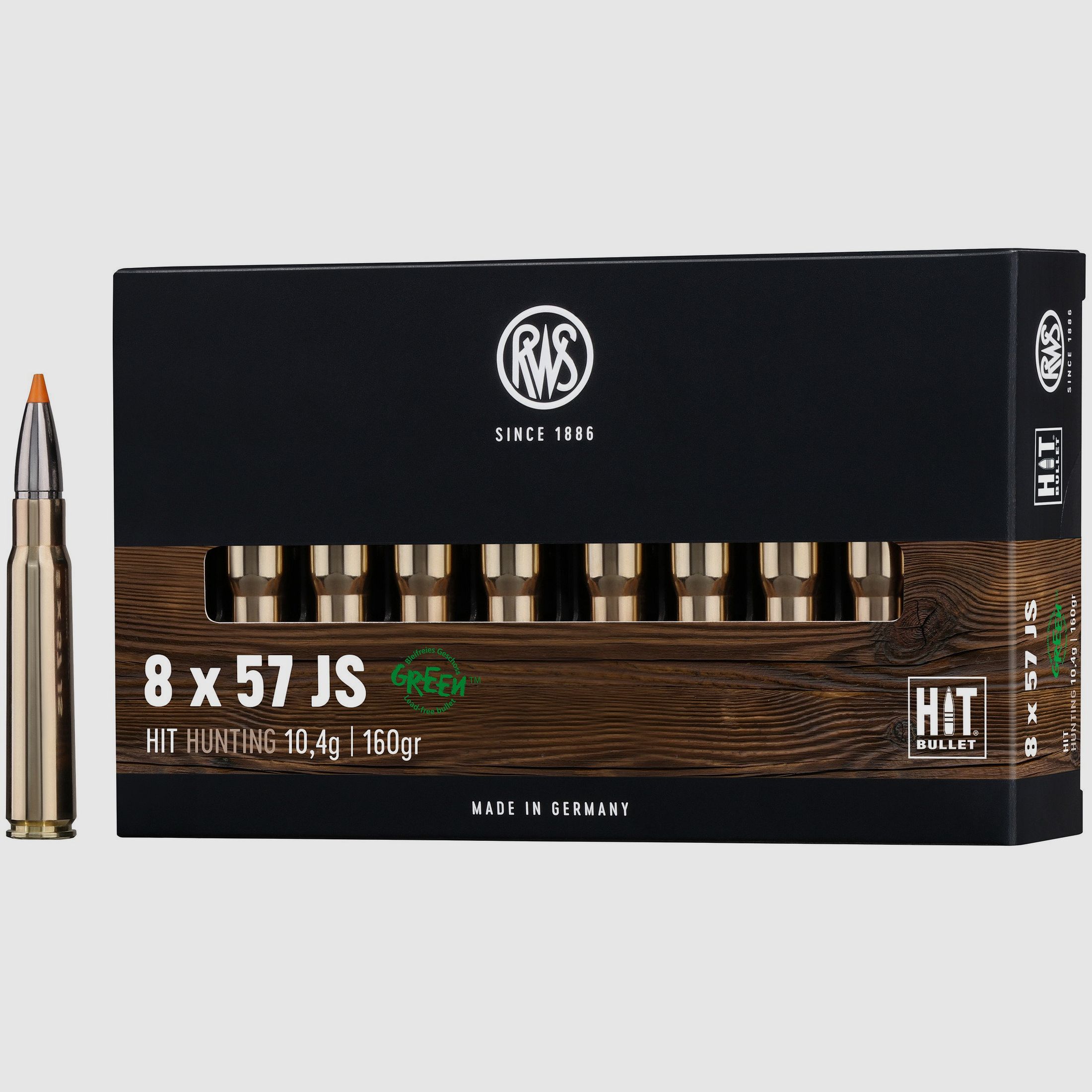 Cartuchos de rifle RWS Hit 8x57 IS. 160 grains