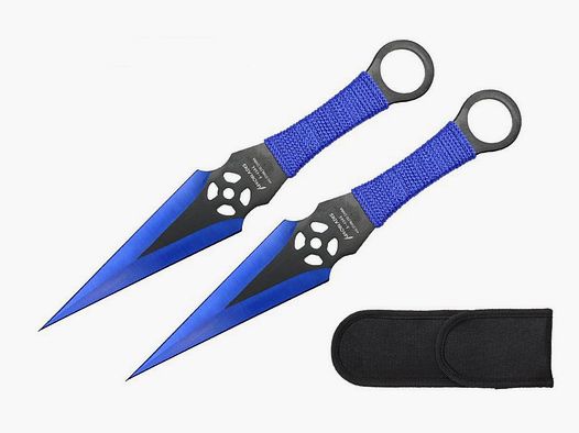 Kunai 2er Set Wurfmesser blau