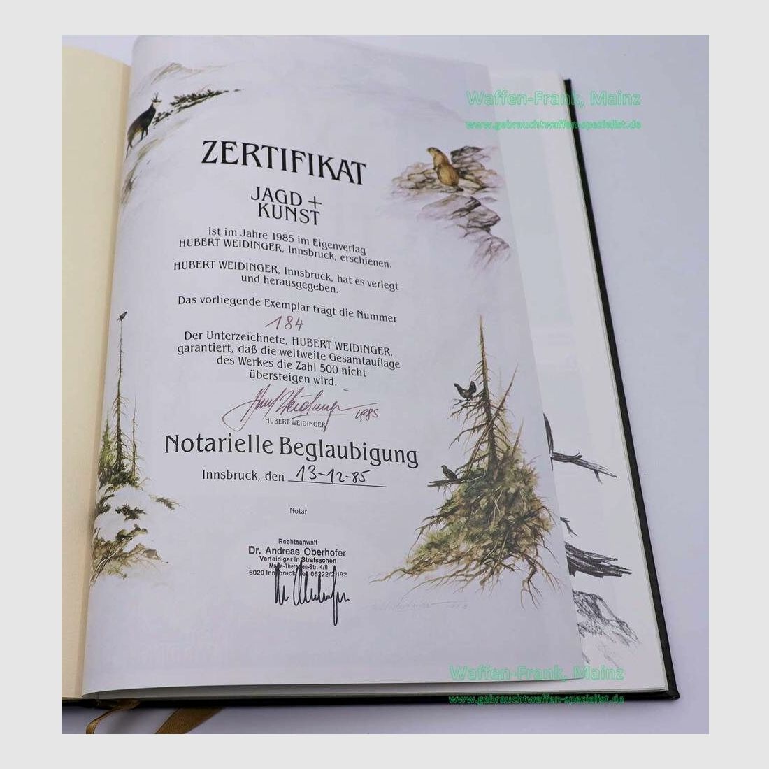 Hubert Weidinger Buch Bildband Jagd+Kunst Goldschnitt
