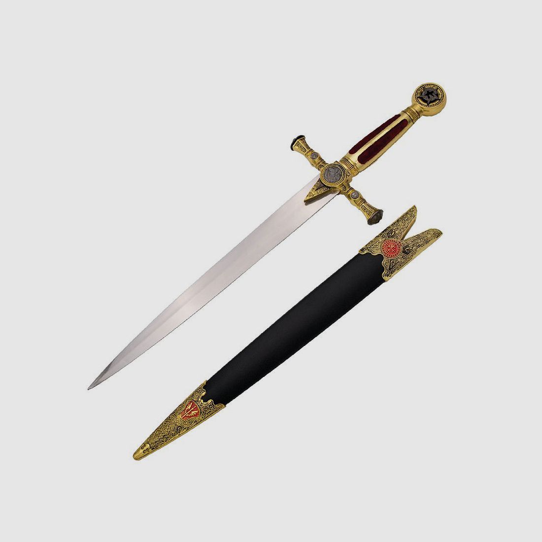 Freimaurerdolch mit Samtgriff und Scheide