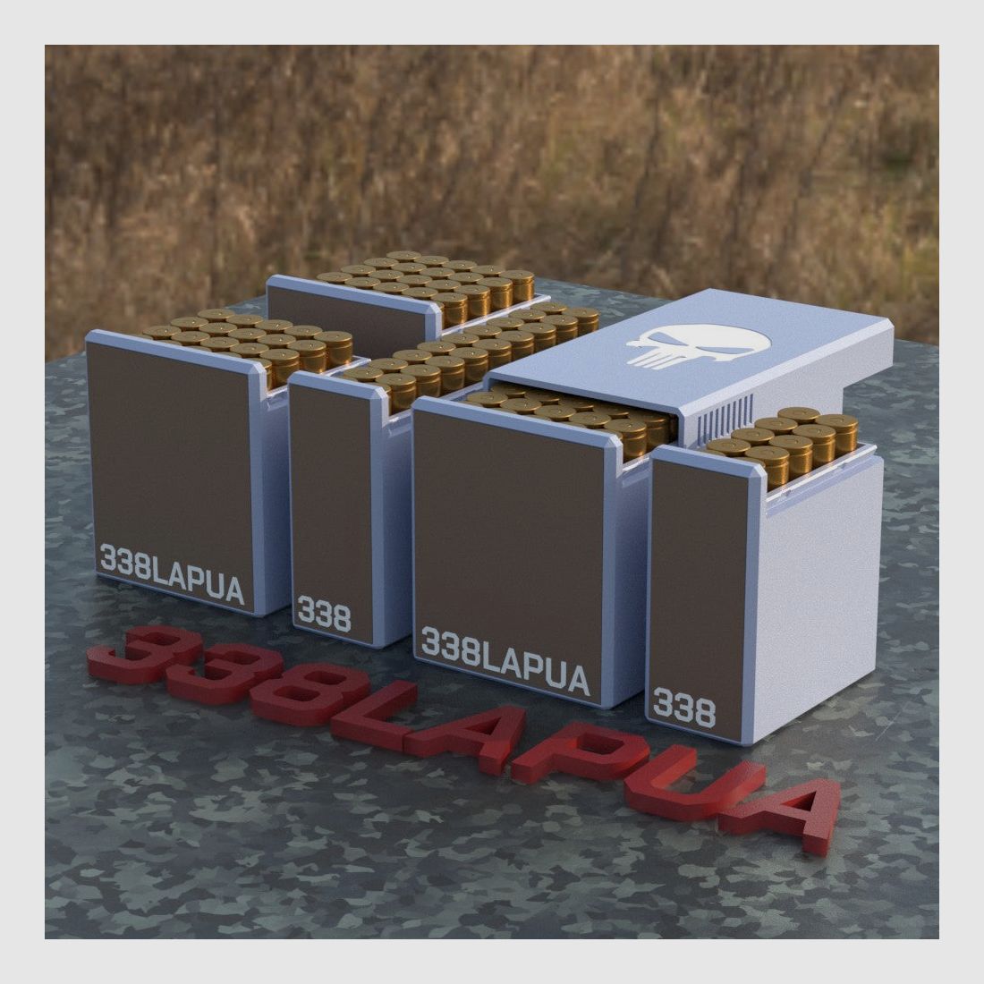 Filamelt Munitionsbox / Ammo Box .338 Lapua Magnum – Patronenbox für 50 Schuss, Made in Germany