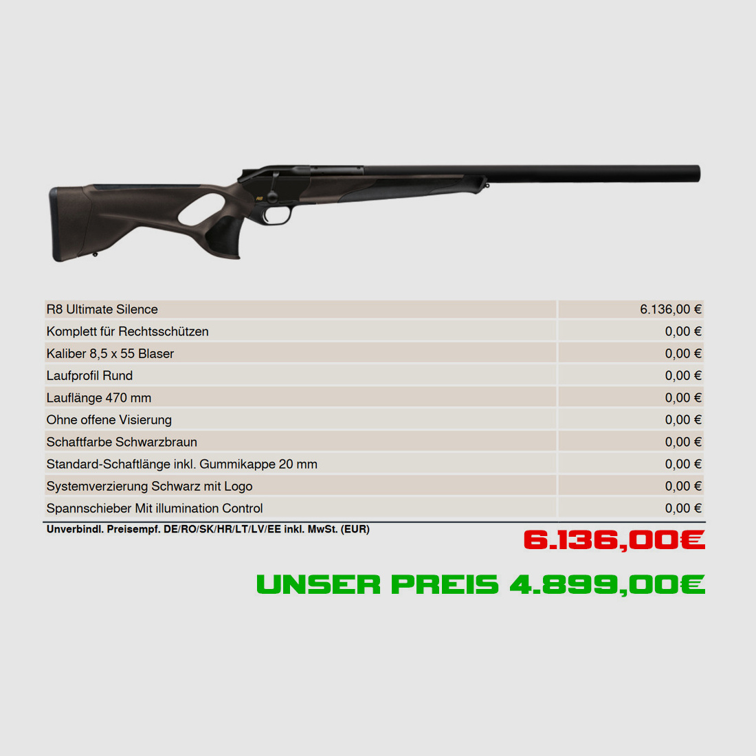 Blaser R8 Ultimate Silence / 8,5x55 Blaser / 47cm LL / FINANZIERUNG MÖGLICH