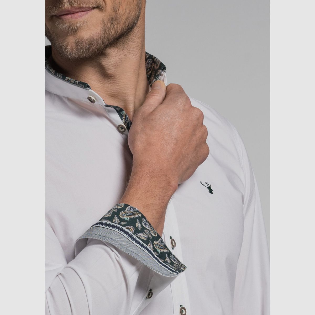 SPIETH & WENSKY Silas Stehkragen Hemd Slim Fit