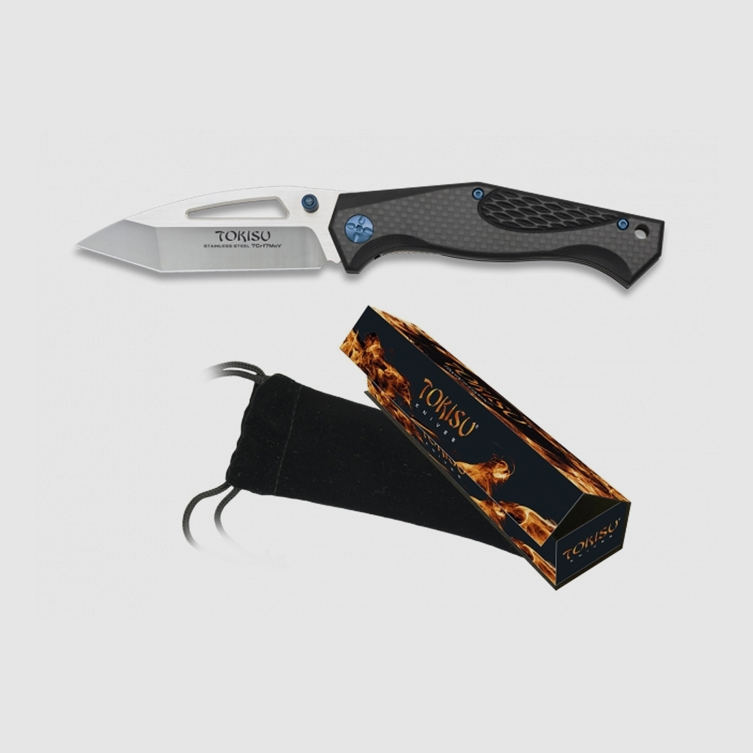 edles TOKISU Taschenmesser Tanto Schäkel G10 Carbon-Look kräftiges Messer