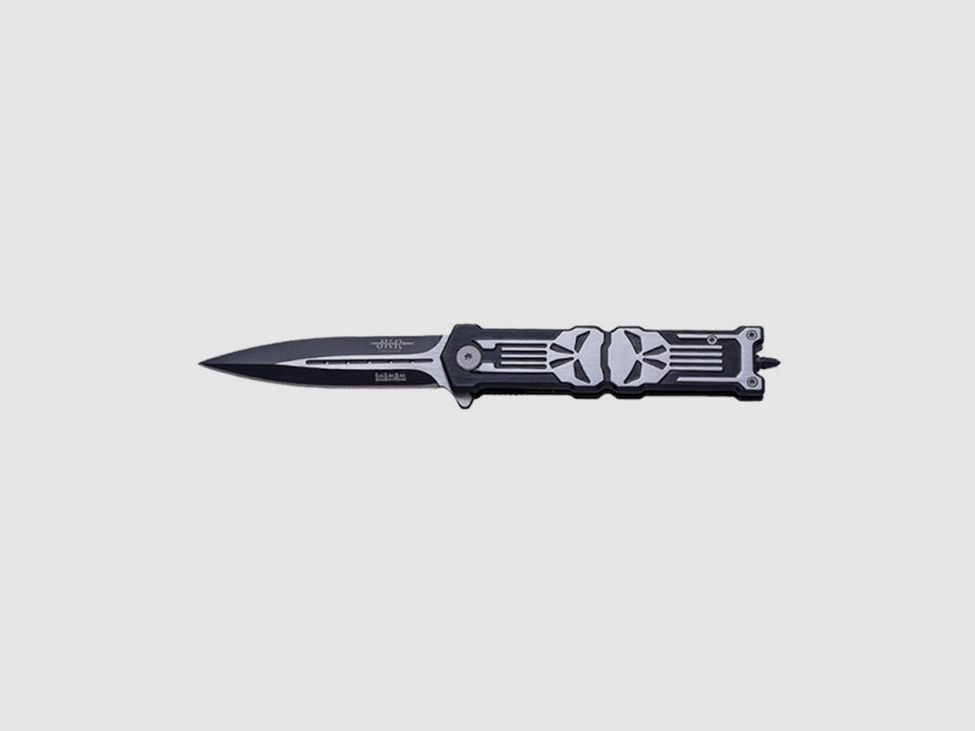 COUTEAU MANCHE TETE DE MORT ALU JKR, image 1 sur 2