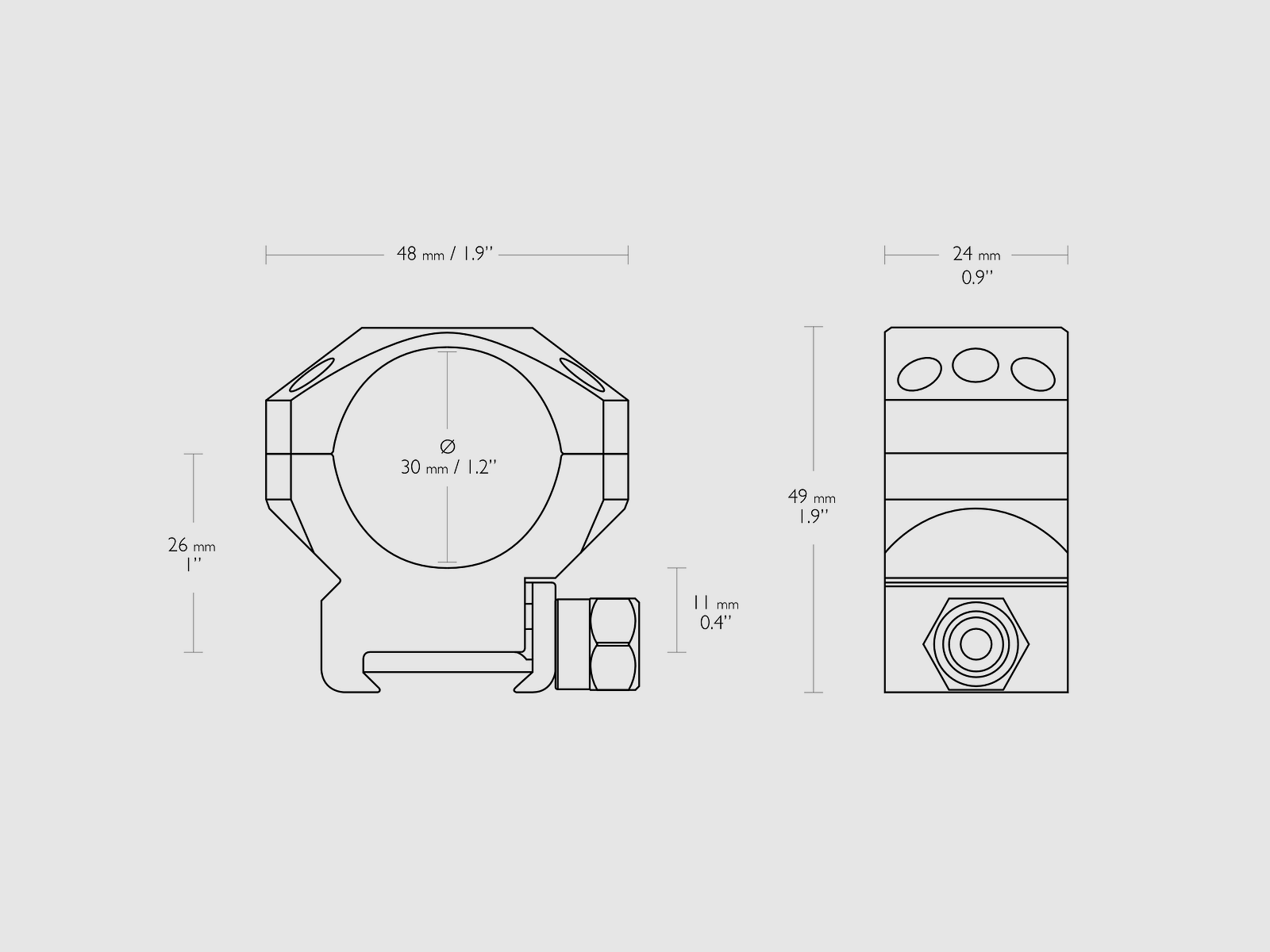 Hawke – Tactical Montage 30mm / Picatinny M / Weaver / 30mm Diameter / Medium, Bild 2 von 2