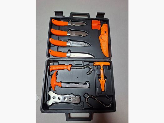 Set di coltelli da caccia/outdoor Wald & Forst in valigia