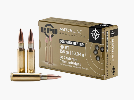 PPU .308 Win. Match HP 155gr 10.04g Match
