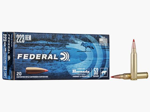 Federal Varmint & Predator .223 Rem. 53GR Hornady V-Max 20 cartouches