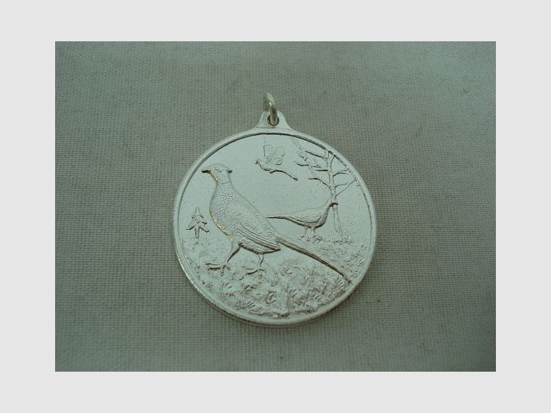 Jagdmedaille Fasan-silber - 40 mm, Ring und Öse