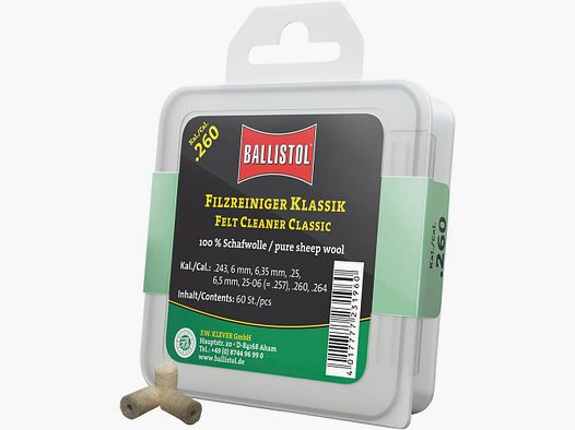 BALLISTOL Felt cleaner classic (Cal. .260, 60 pieces)
