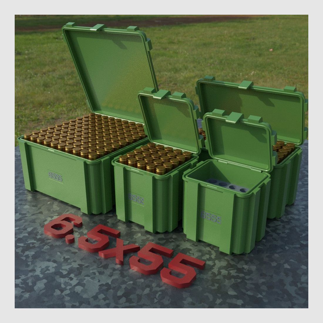 Filamelt Munitionsbox / Ammo Box 6.5x55 – Patronenbox ‘Klappdeckel’ – 20 / 25 / 50 / 100 Runden