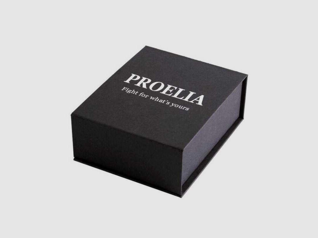 Cuchillo plegable Defcon Proelia, hoja negro mate, mango marrón-azul