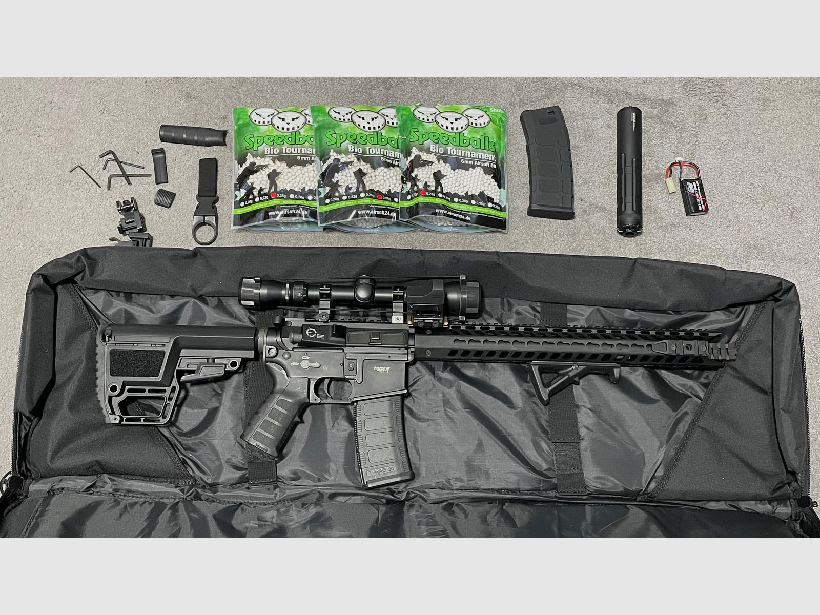 King Arms M4 TWS KeyMod Dinosaur Elite Vollmetall S-AEG 6mm BB schwarz