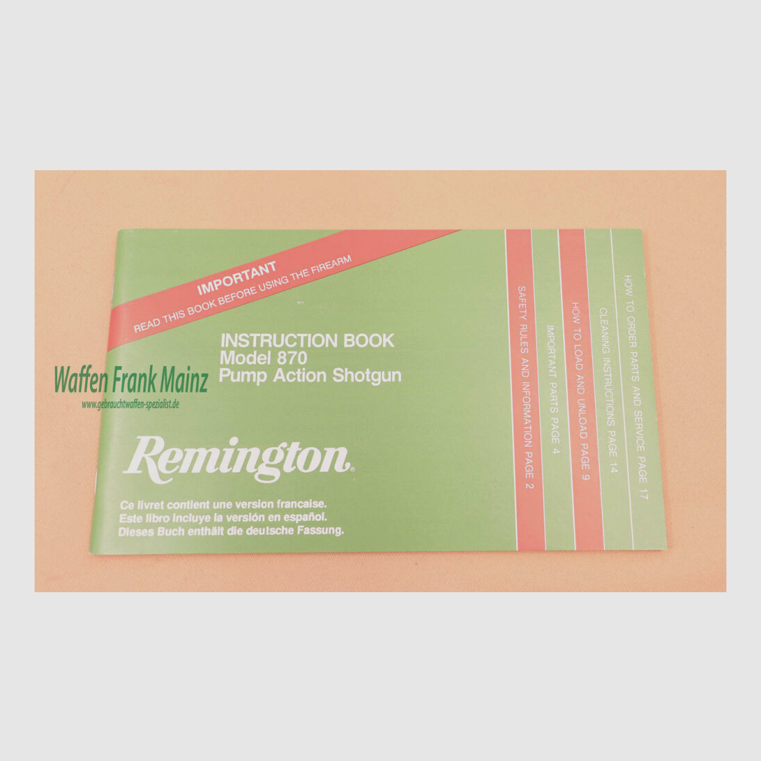 Remington - USA Bedienungsanleitung Mod. 870