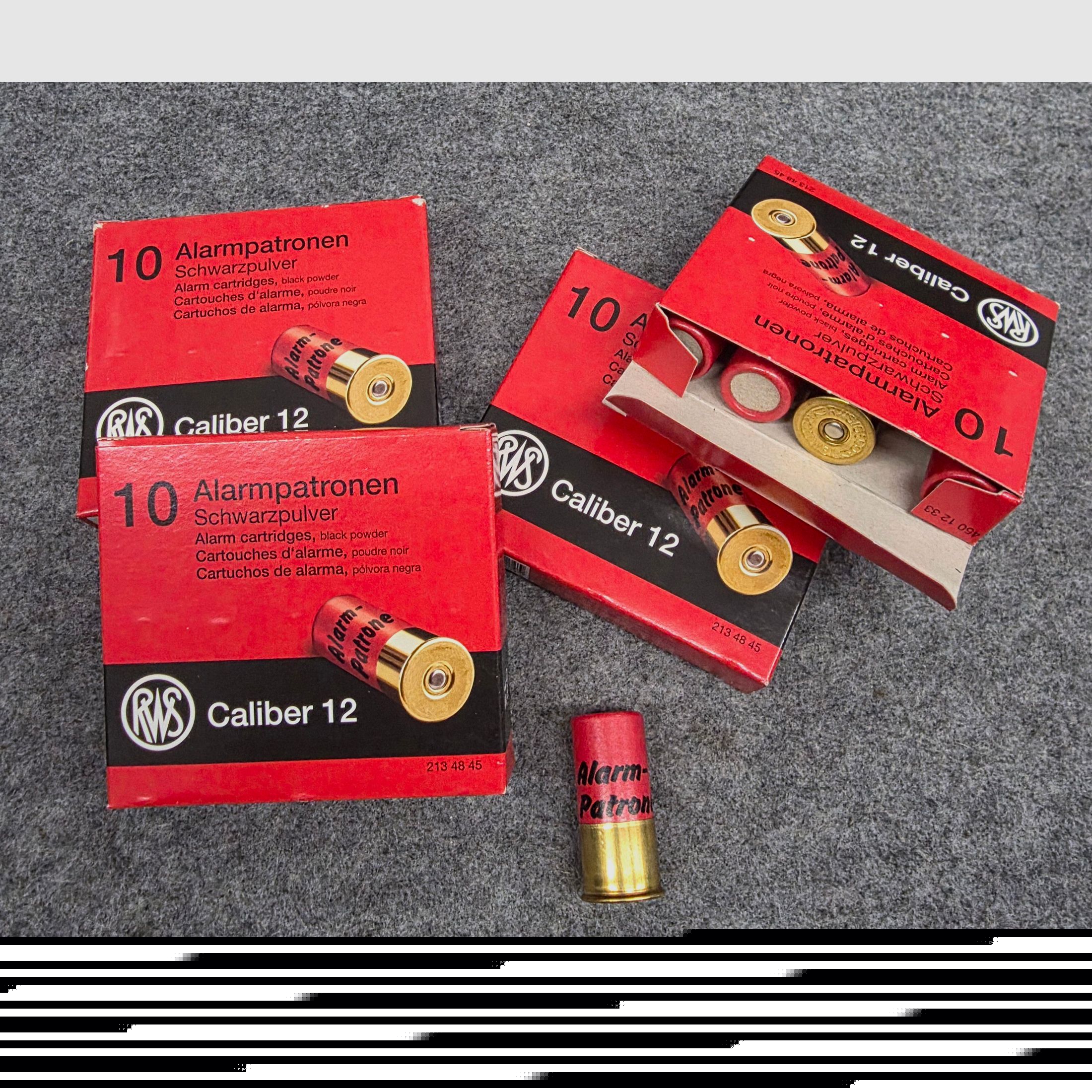 Alarmpatronen Cal. 12 Schwarzpulverpatronen für Alarmgeräte mit PTB