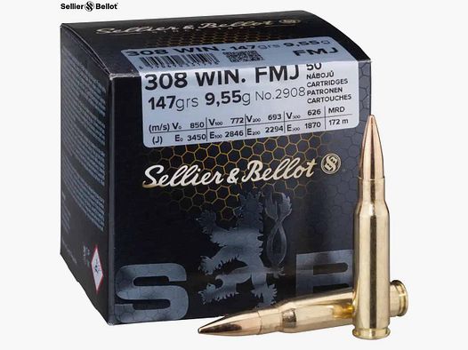 S&B .308 Win. palla blindata 9,5 g/147 gr. 50 pz