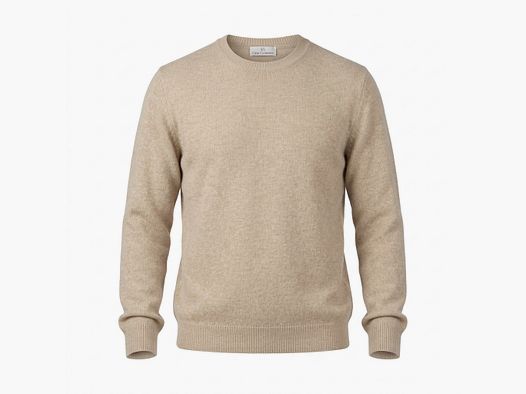 Maglione girocollo 100% cashmere beige melange